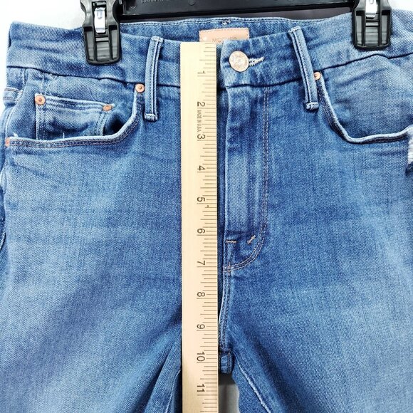 Mother Womens The Looker Ankle Fray Jeans 27 Stretch Mid Rise Distress Raw Hem - Picture 5 of 16